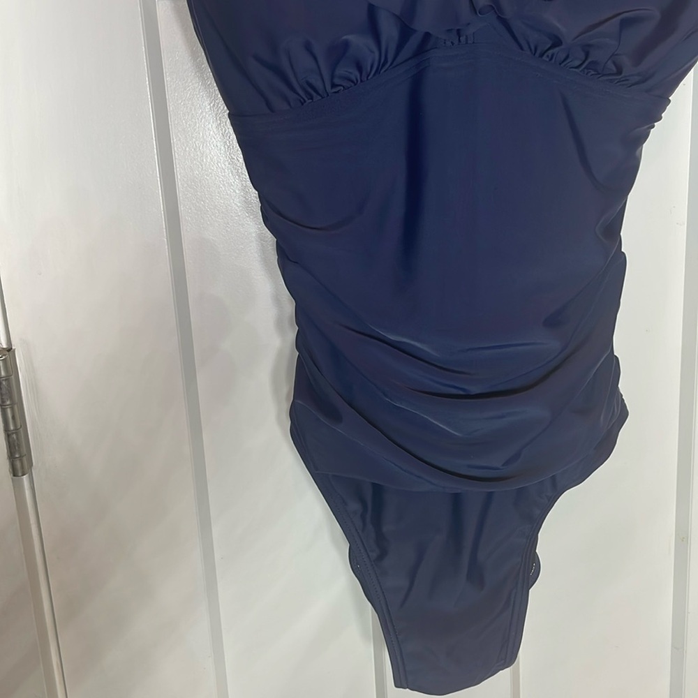 Elegant Navy Blue Ruffled Top - Picture 5 of 5